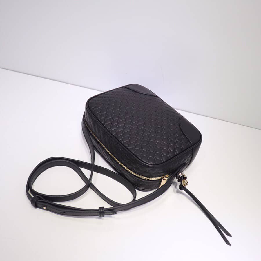 Gvc*1 Bree Gvc*1ssima GG Leather Canvas Camera Bag Replica Black 449413