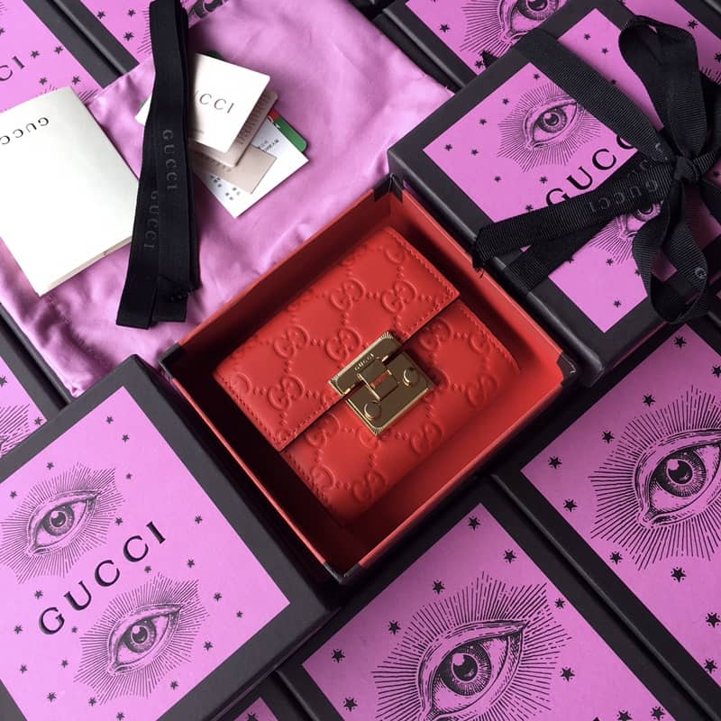 Gvc*1 Padlock Bee Star Print Calfskin Wallet Replica 453155