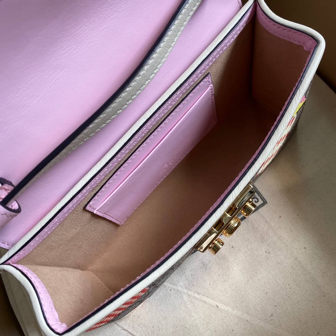 Gvc*1 GG Svp*me Canvas Padlock Mini Shoulder Bag Replica Pink 652683