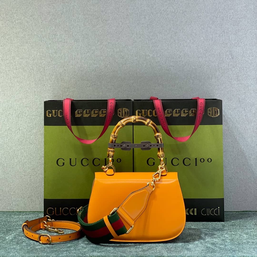 Gvc*1 Bamboo 1947 Small Top Handle Bag 675797 Orange Replica