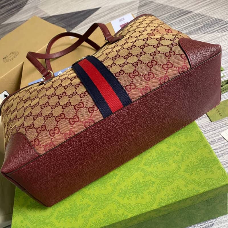 Gvc*1 Ophidia Leather Tote Replica Red 631685