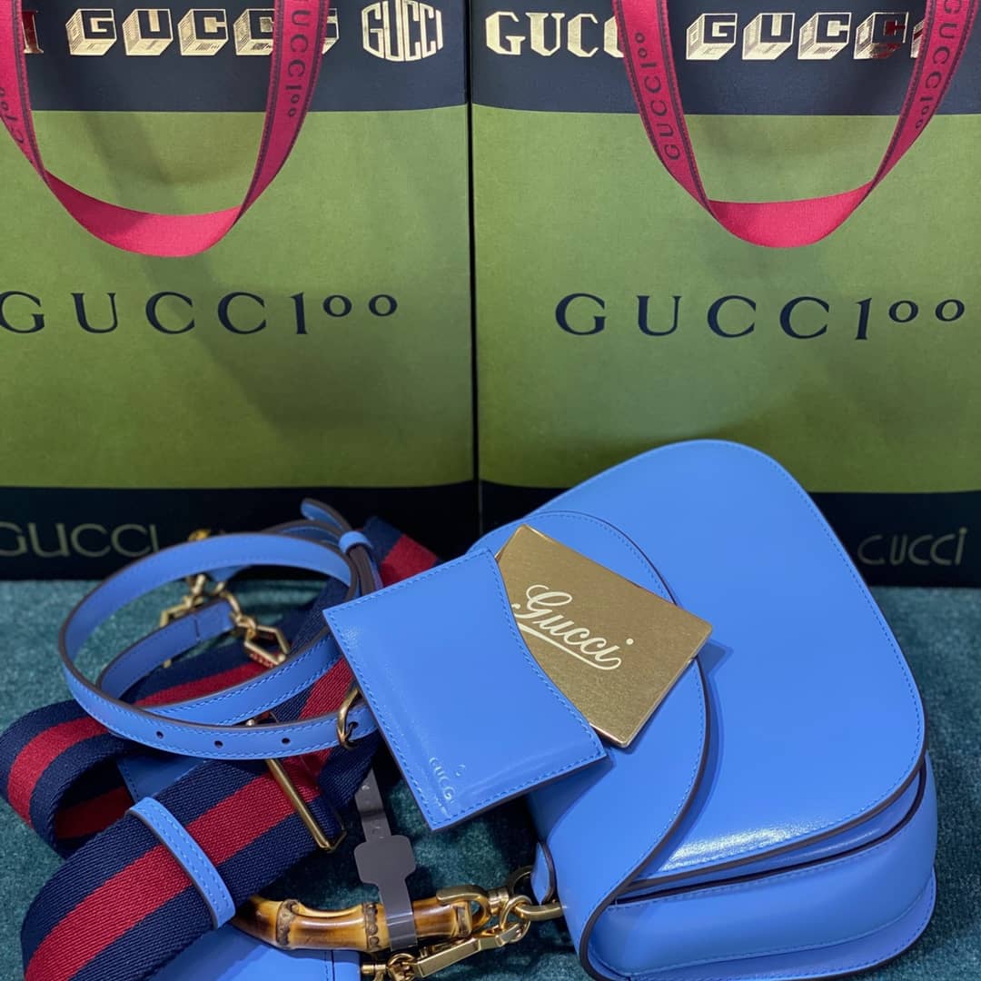 Gvc*1 Bamboo 1947 Small Top Handle Bag 675797 Blue 675797 Replica