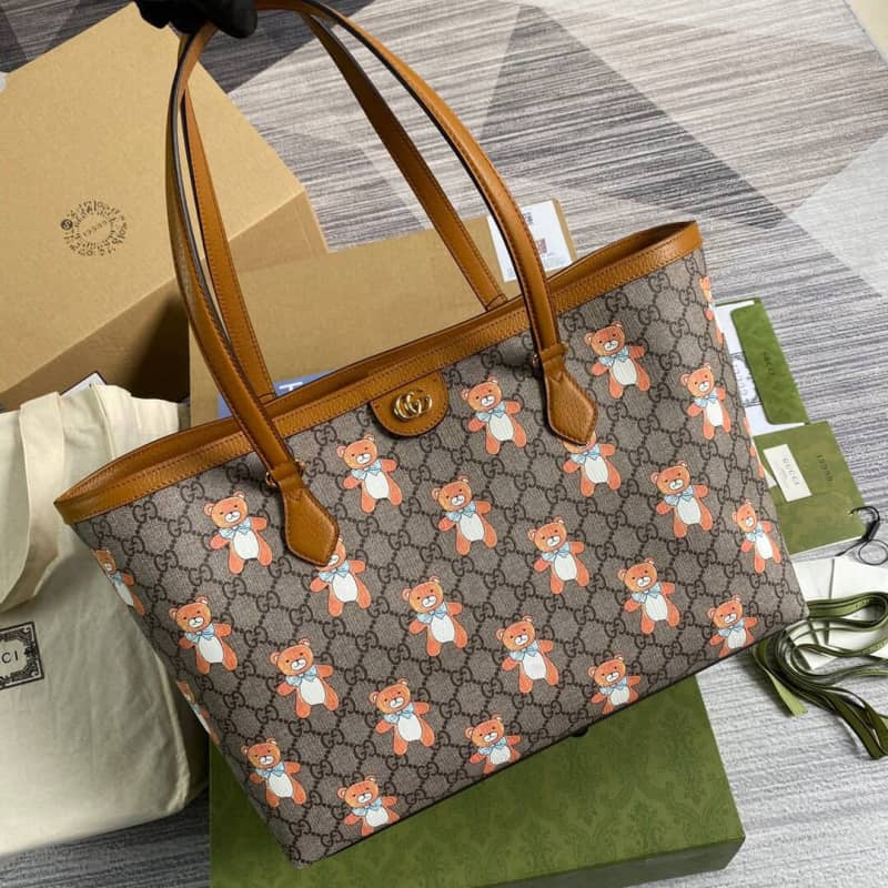 Gvc*1 Ophidia Leather Tote Replica Brown 631685
