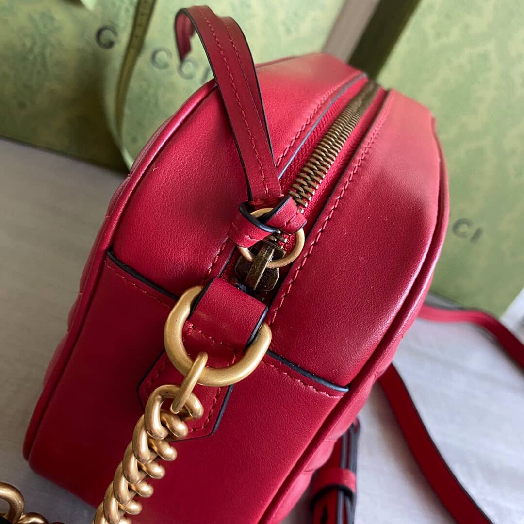 Gvc*1 Handbag Dupes GG Marmont Small Shoulder Handbag Camera Bag Replica Red 447632