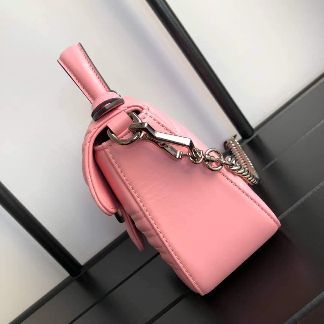Gvc*1 GG Marmont Mini Leather Top Handle Bag Replica Pink 547260