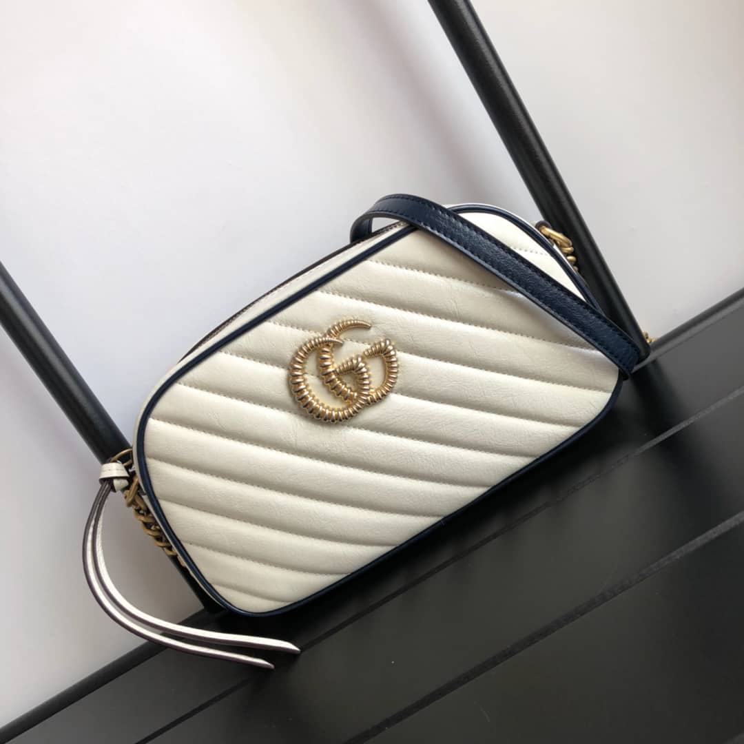 Gvc*1 Handbag Dupes GG Marmont Small Shoulder Handbag Camera Bag Replica White 447632