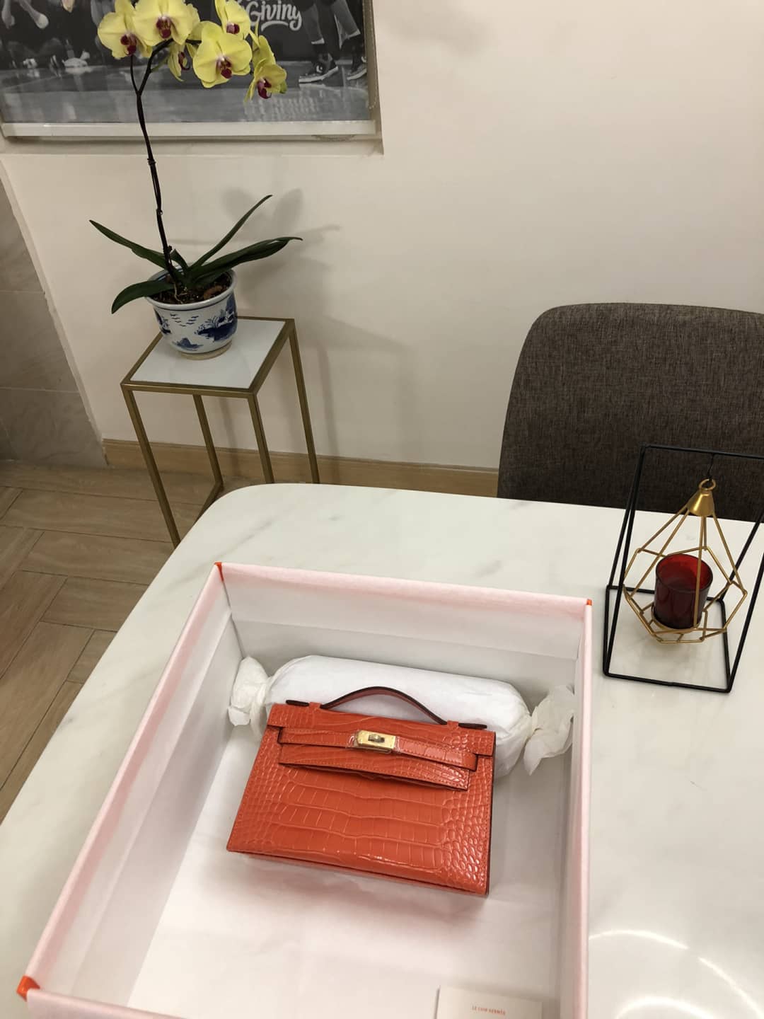 H**me5 Kelly Dupe 22CM Crocodile Shiny Replica Bag