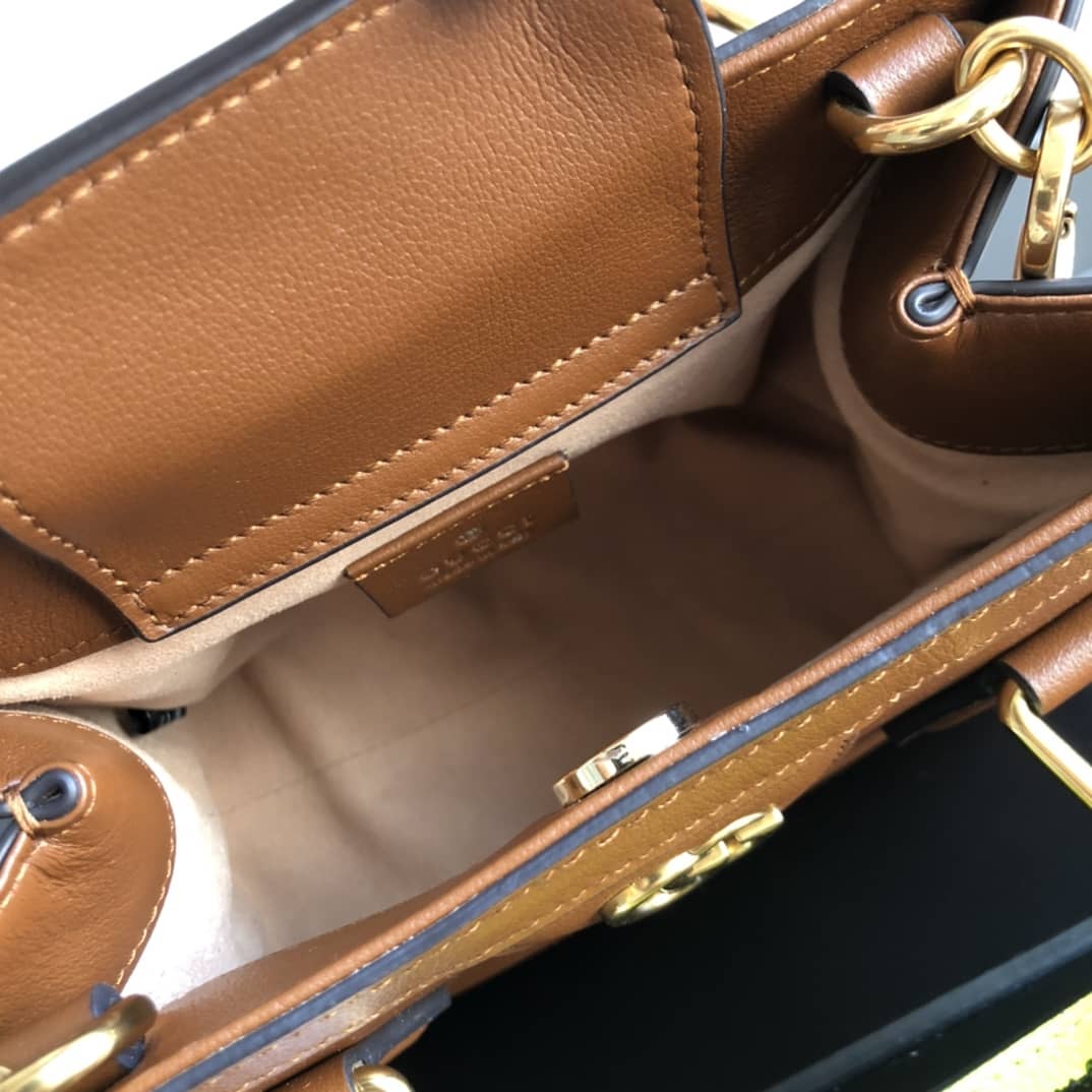 Gvc*1 Diana Mini Bamboo Tote Bag Replica Brown 655661