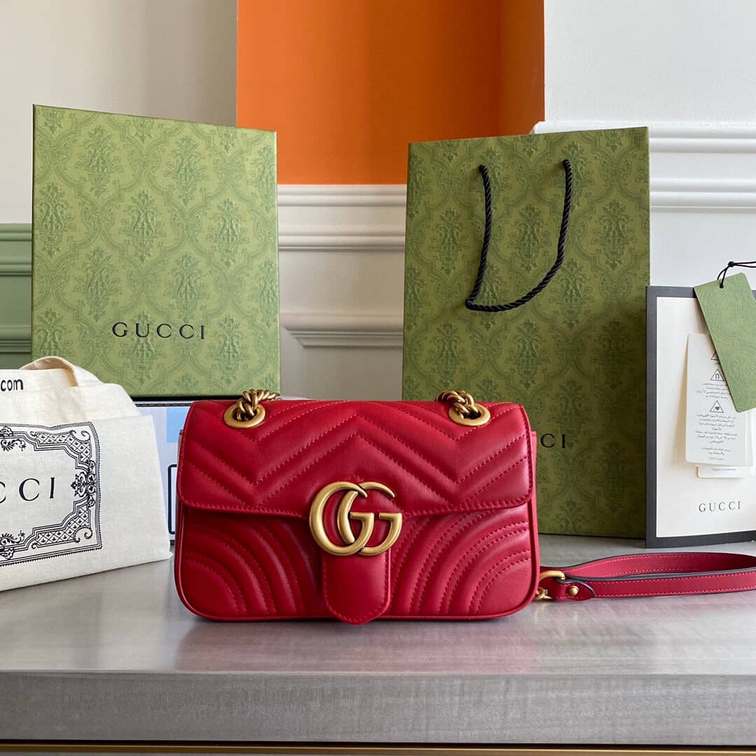 Gvc*1 GG Marmont Mini Matelasse Shoulder Bag Replica Red 446744