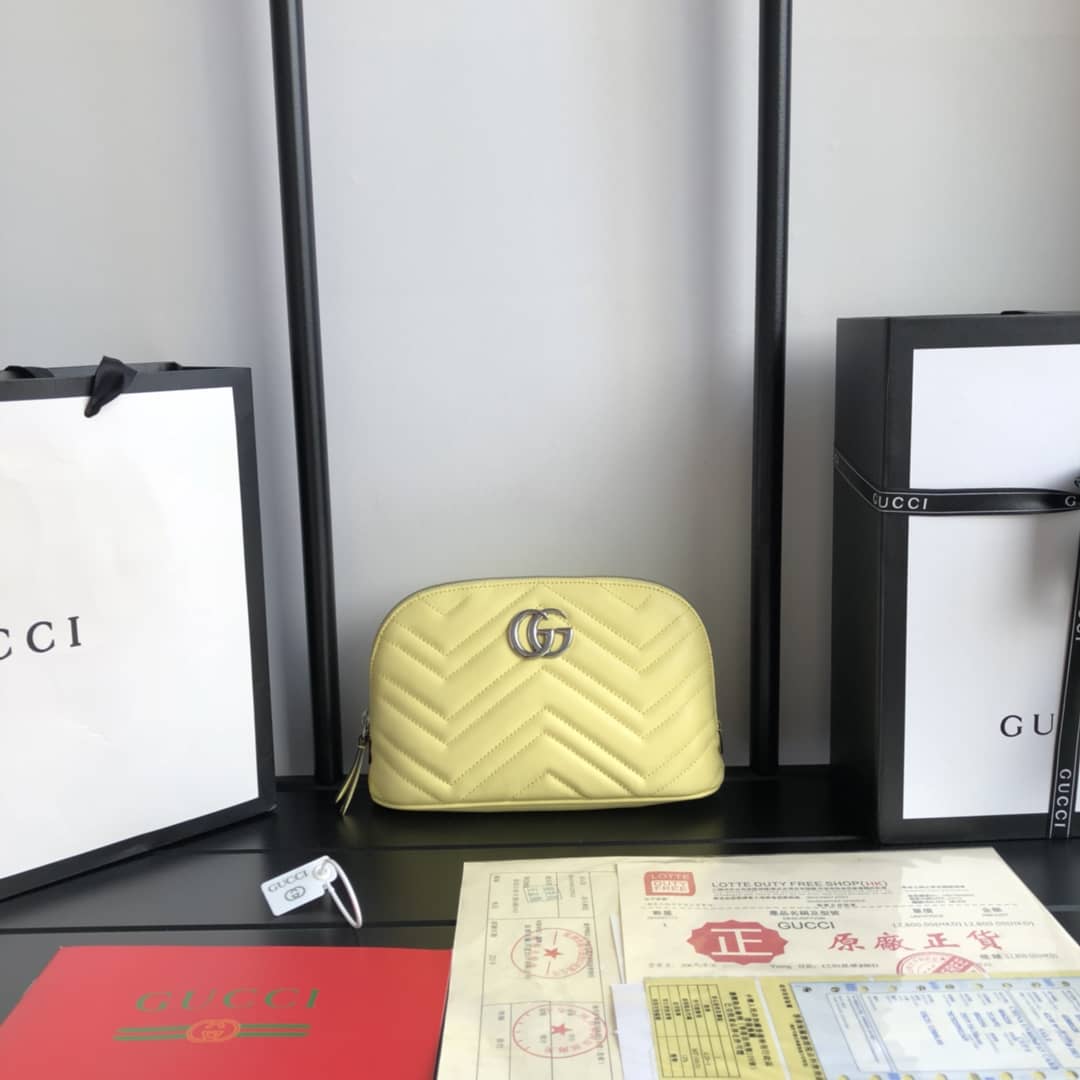 Gvc*1 GG Marmont Quilted Vanity Bag Replica Yellow 625690