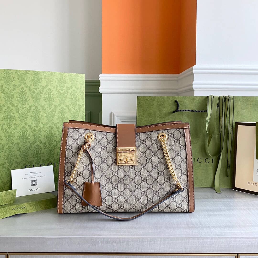 Gvc*1 Padlock Medium GG Svp*me Shoulder Bag Replica Gray Brown 479197