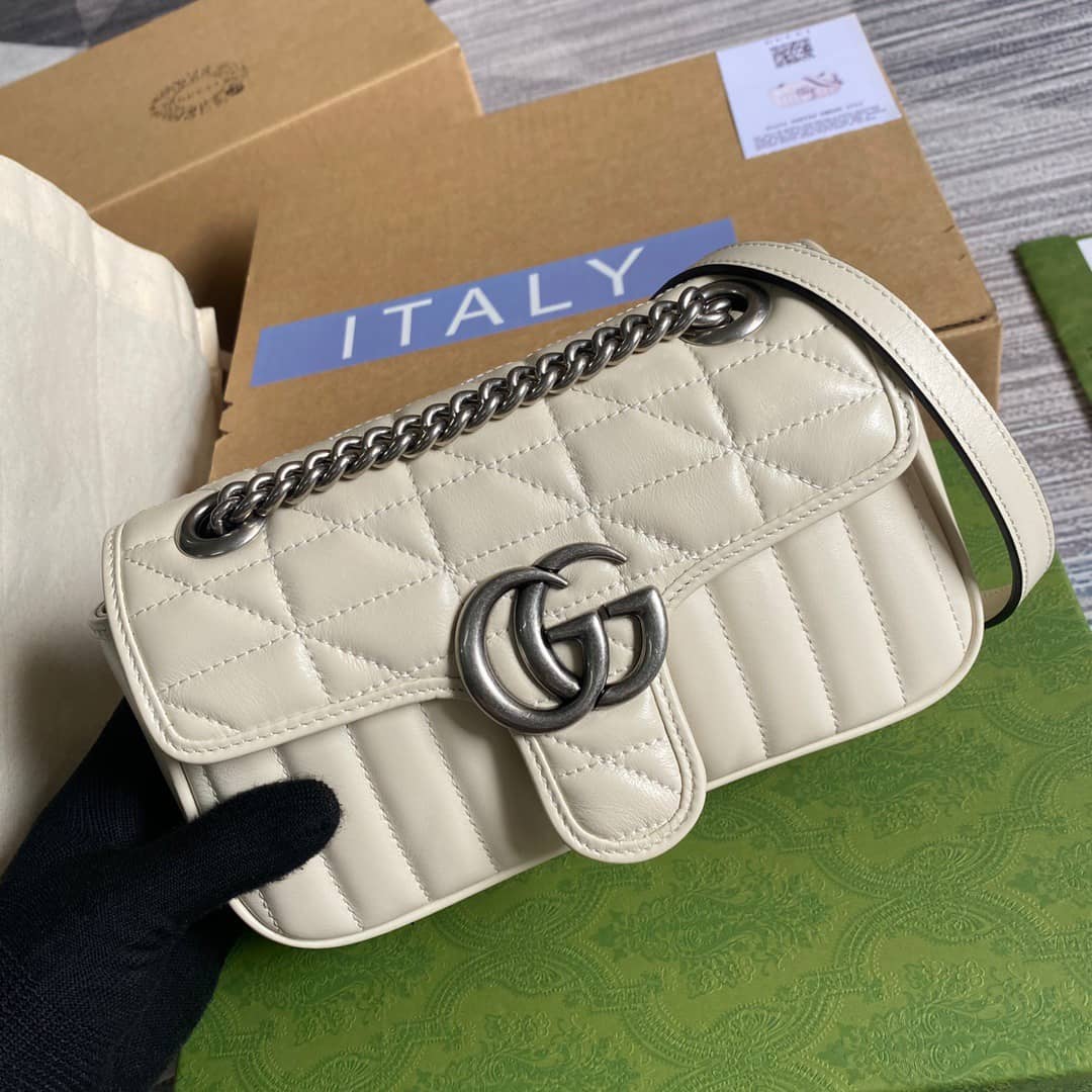 Gvc*1 GG Marmont Mini Matelasse Shoulder Bag Replica White 446744