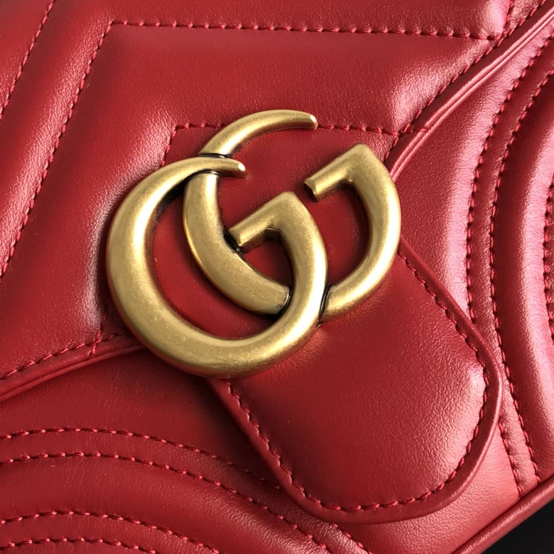 Gvc*1 GG Marmont Mini Leather Top Handle Bag Replica Red 547260