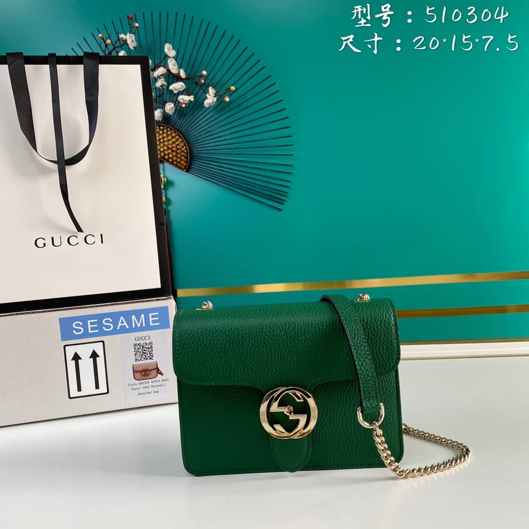 Gvc*1 Interlocking Leather Chain Crossbody Bag Replica 510304