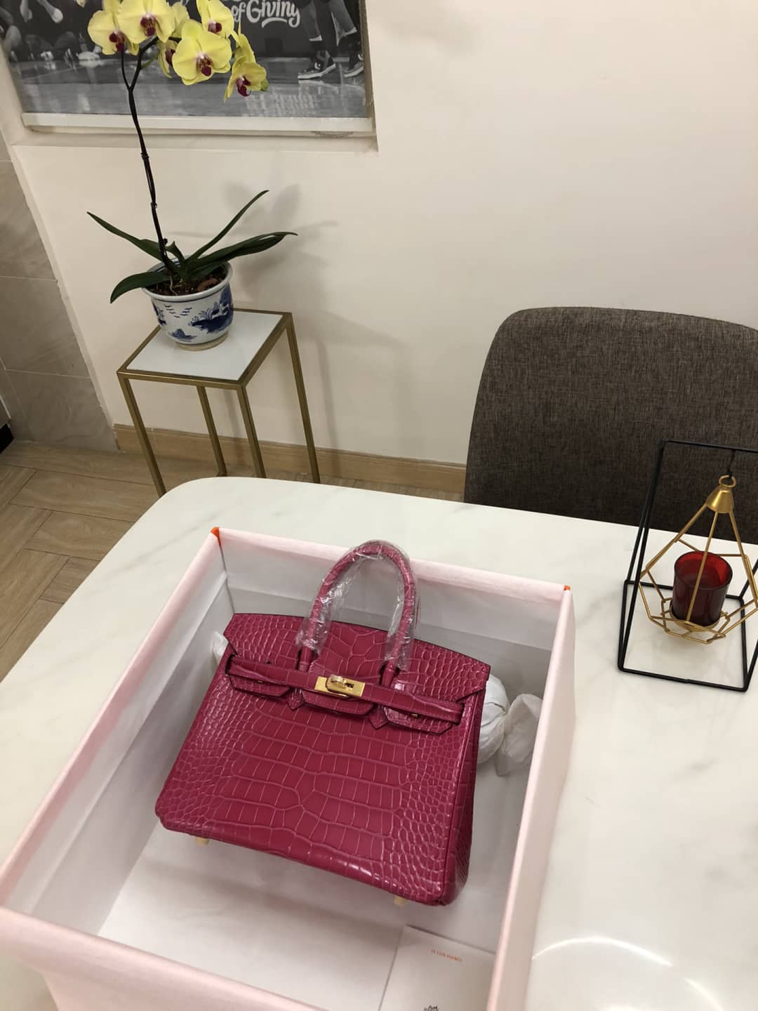 H**me5 Birkin Replica 25CM Crocodile Shiny Replica Bag