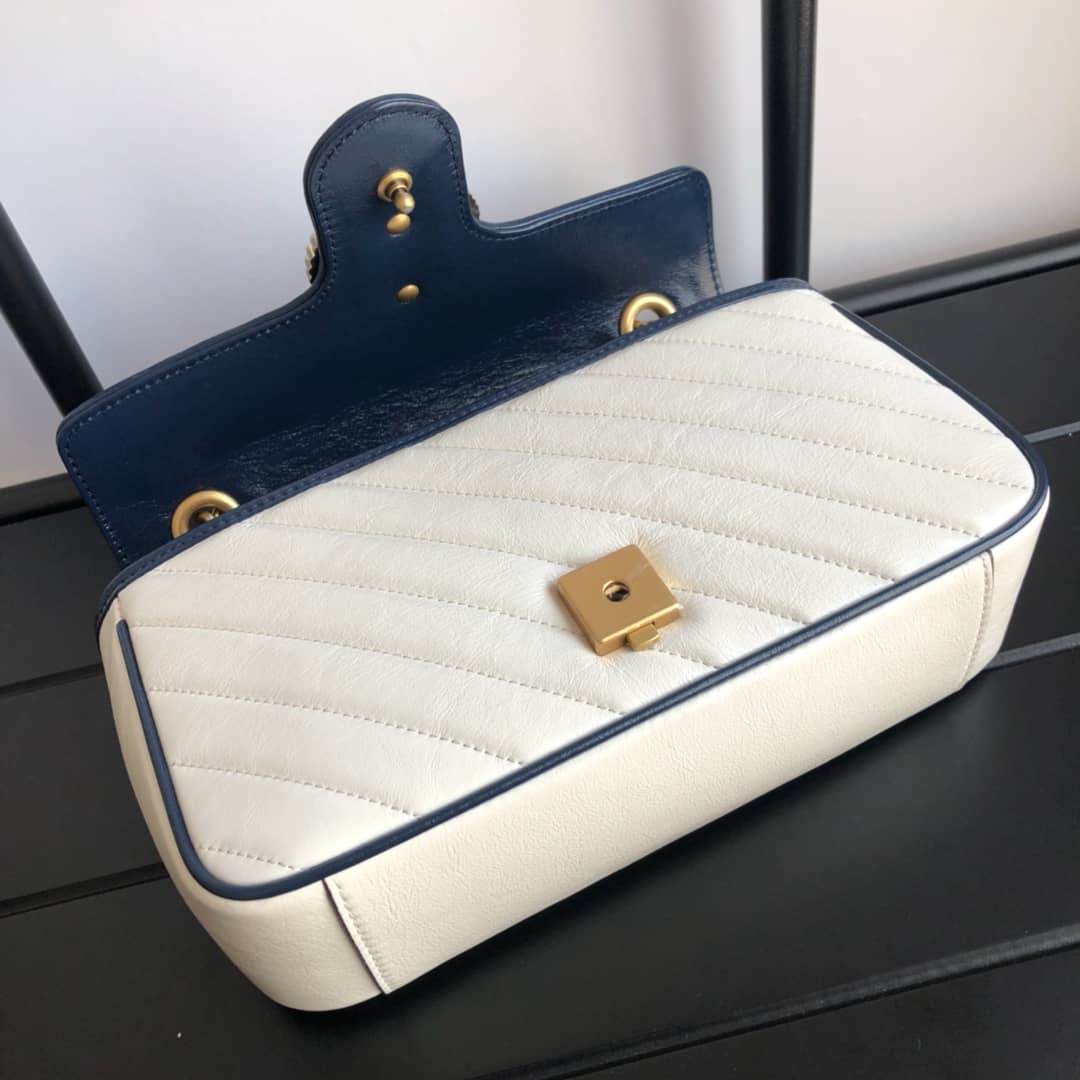 Gvc*1 GG Marmont Matelasse Shoulder Bag Replica White 443497