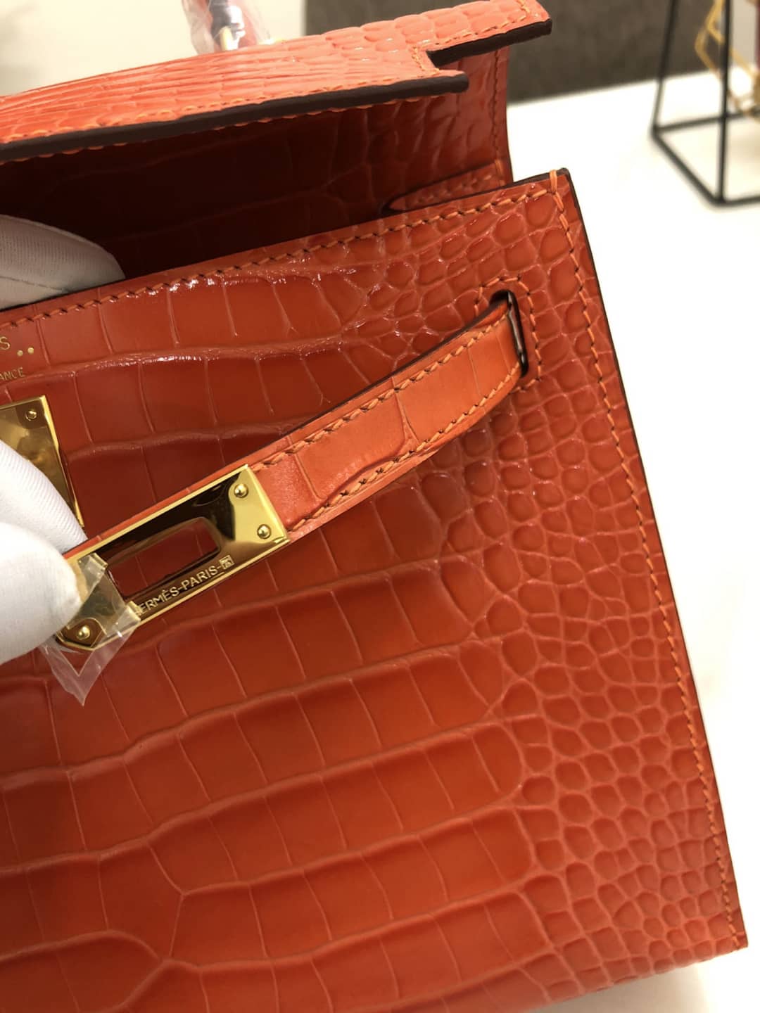H**me5 Kelly Dupe 25CM Crocodile Shiny Replica Bag