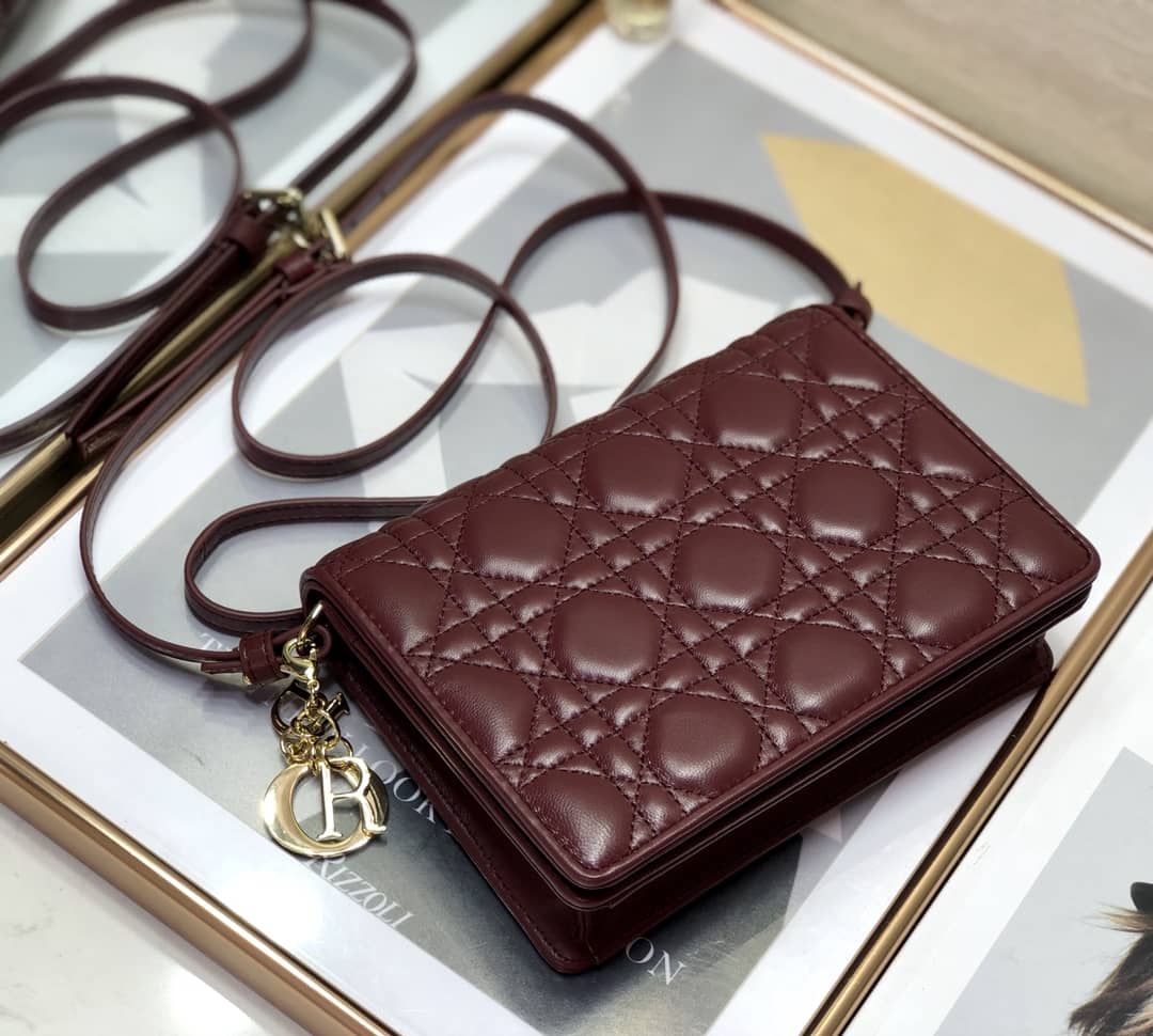 Lady D10r Dupe Cannage Calfskin Pouch