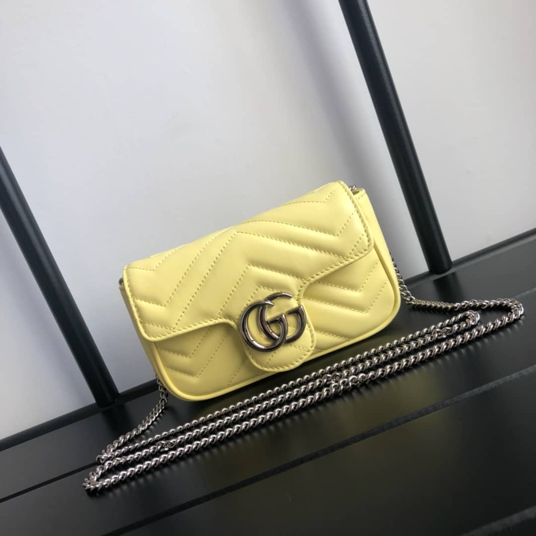 Gvc*1 GG Marmont Matelasse Leather Mini Shoulder Bag Replica Yellow 476433