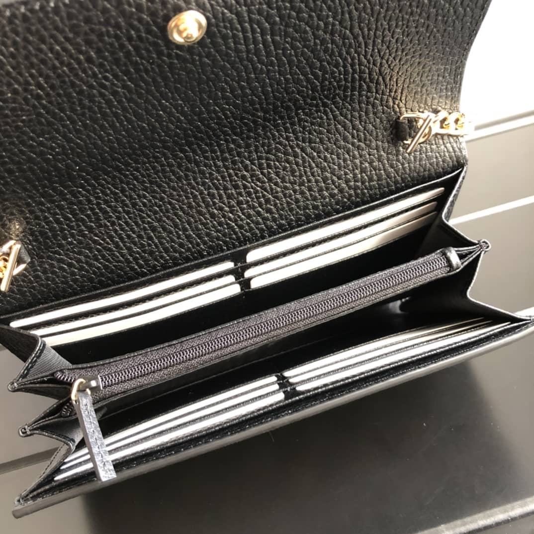 Gvc*1 GG Marmont Chain Wallet Replica Black Brown 546585