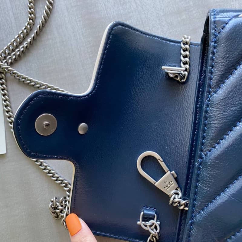 Gvc*1 GG Marmont Mini Matelasse Leather Shoulder Bag Replica Blue 574969