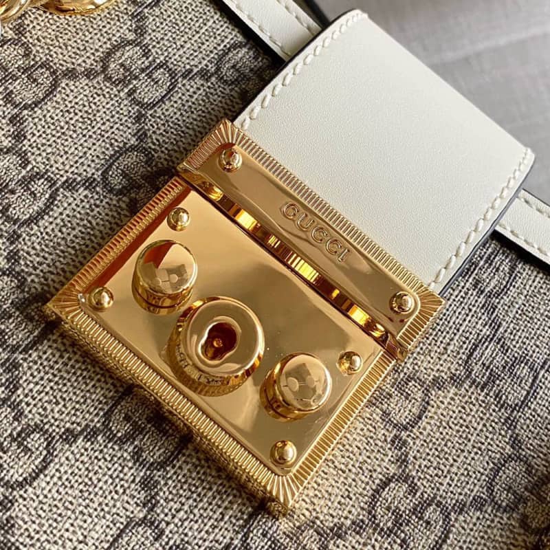 Gvc*1 Padlock Small GG Svp*me Canvas Shoulder Bag Replica White 498156