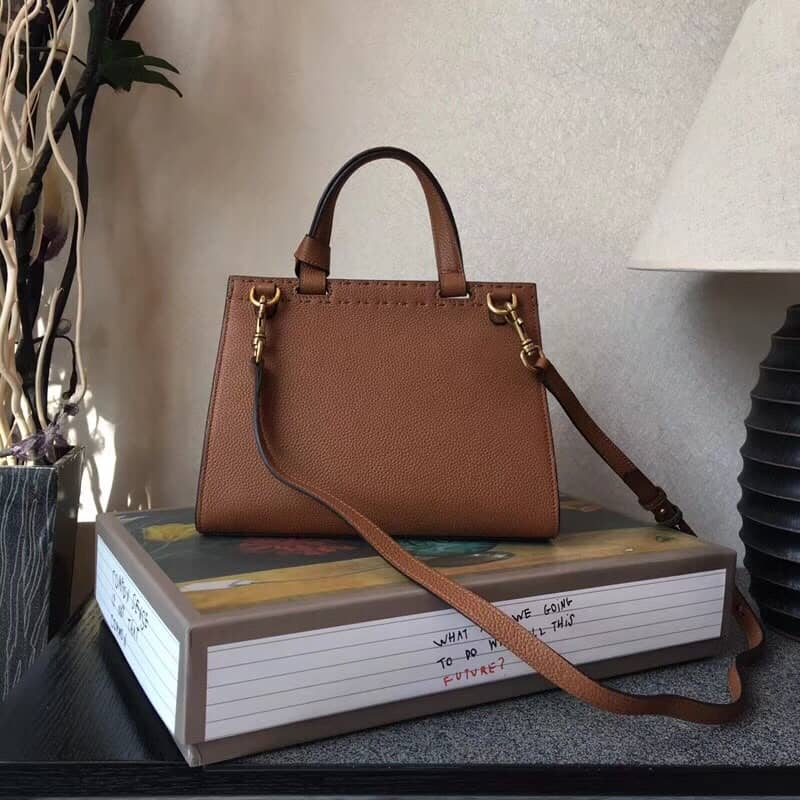 Gvc*1 GG Marmont Leather Top Handle Replica Bag Brown 421890