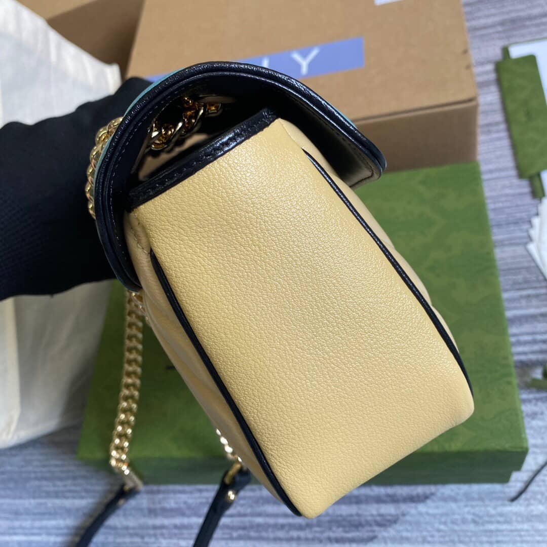 Gvc*1 GG Marmont Matelasse Shoulder Bag Replica Blue Yellow 443497