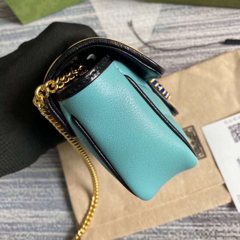 Gvc*1 GG Marmont Mini Matelasse Leather Shoulder Bag Replica Yellow Blue 574969