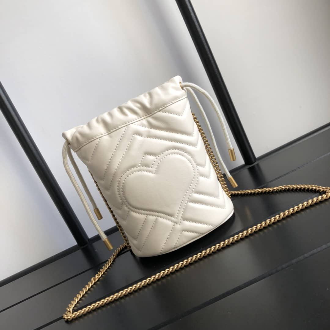 Gvc*1 GG Marmont Mini Bucket Crossbody Bag Replica White 575163
