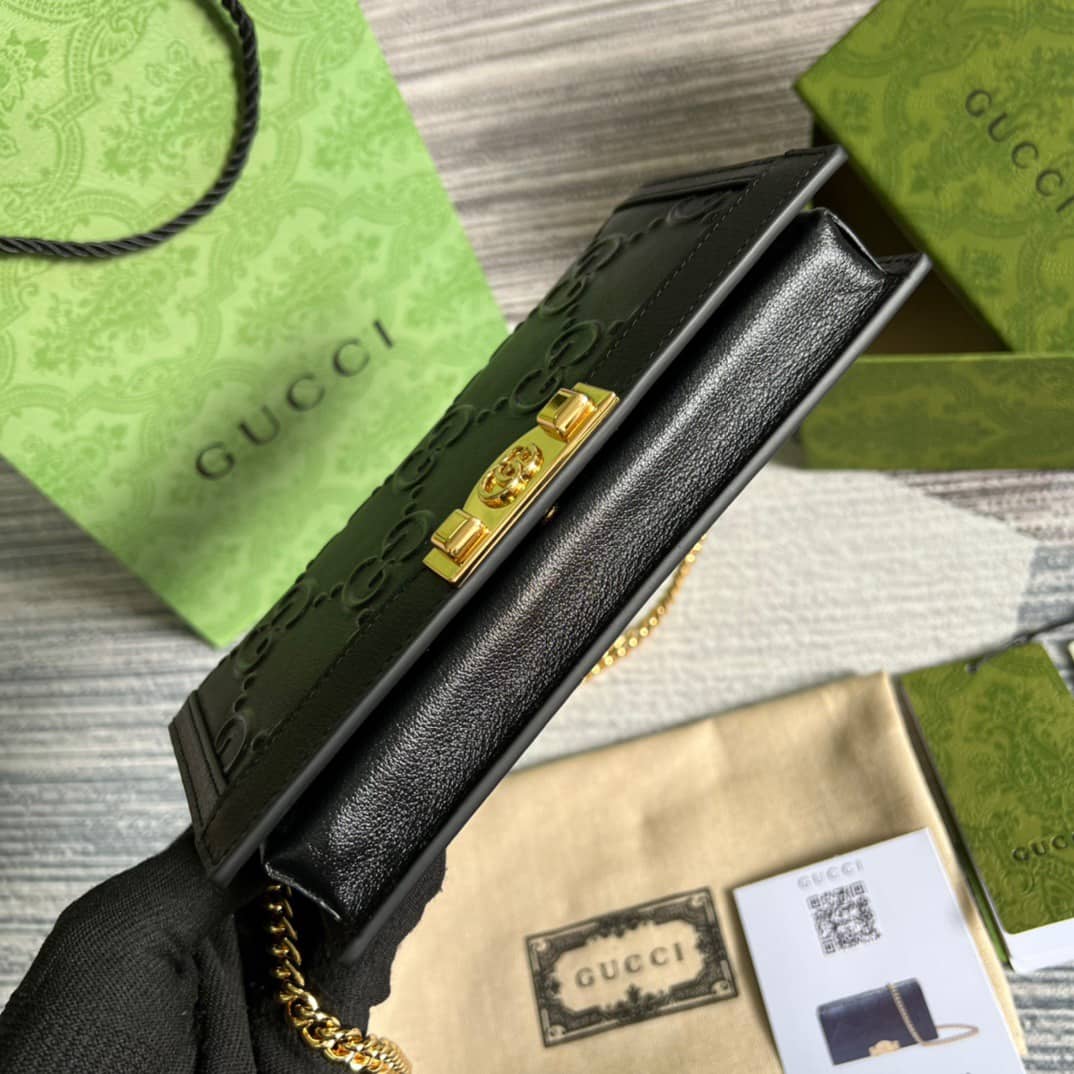 Gvc*1 GG Wallet With Chain Black 676155 Replica