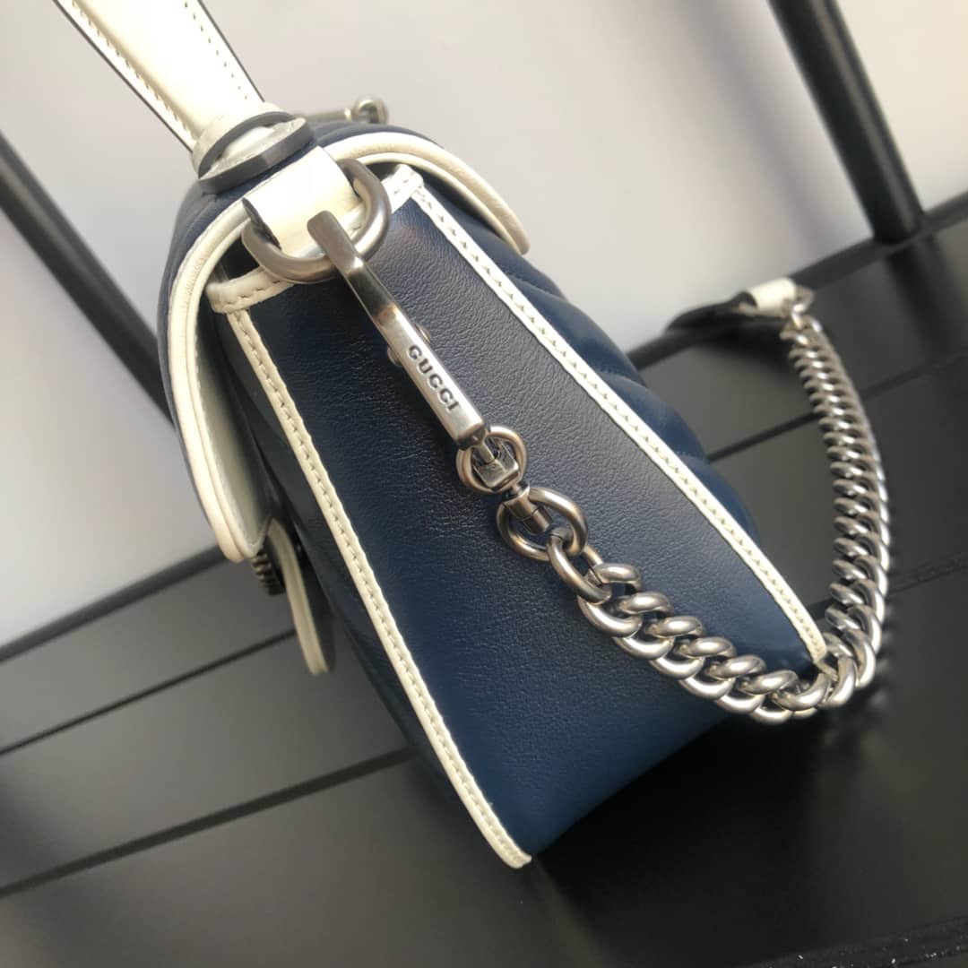 Gvc*1 GG Marmont Mini Top Handle Bag Replica Blue 583571