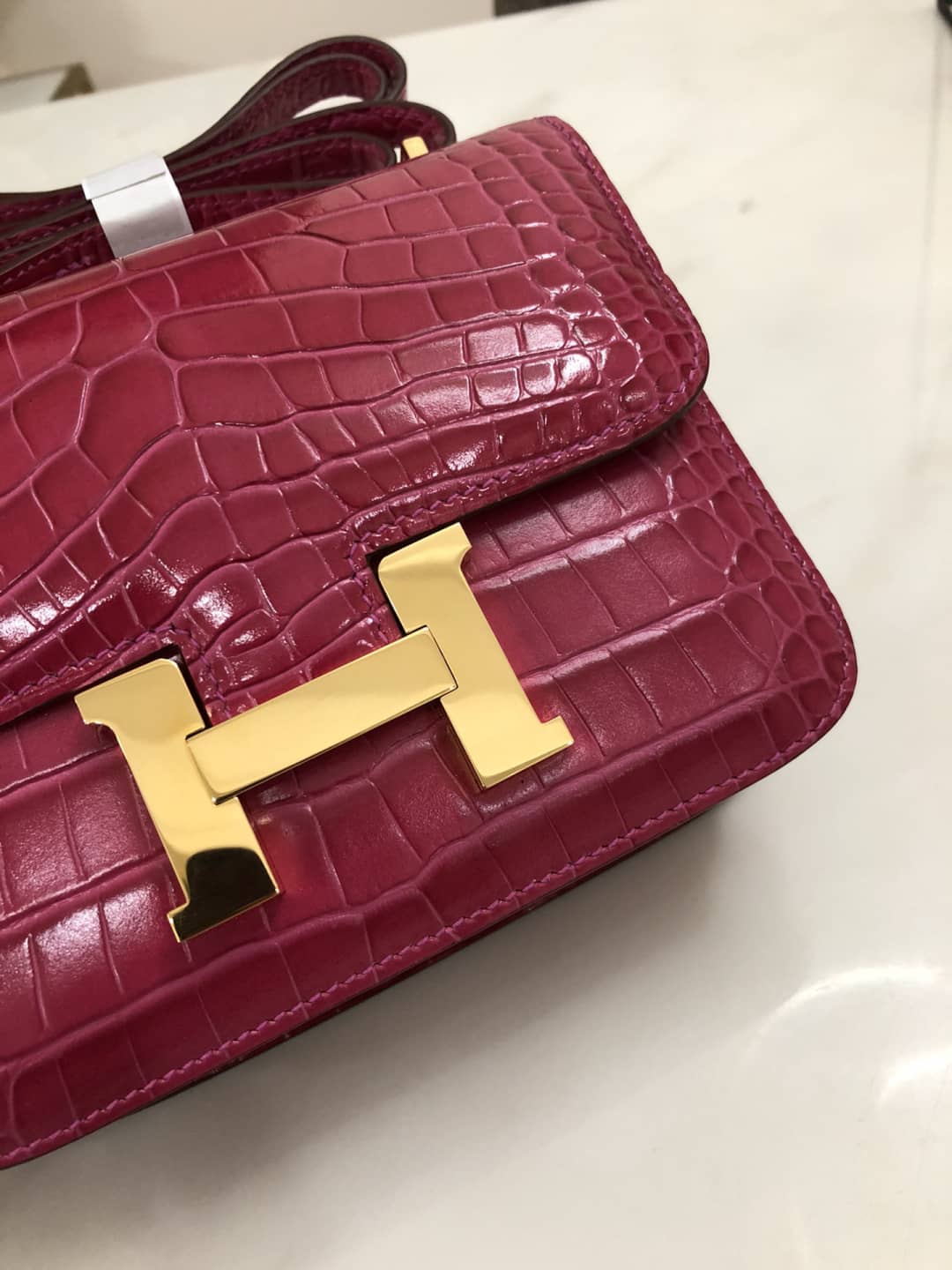 H**me5 Replica Constance 18CM Crocodile Shiny Bag