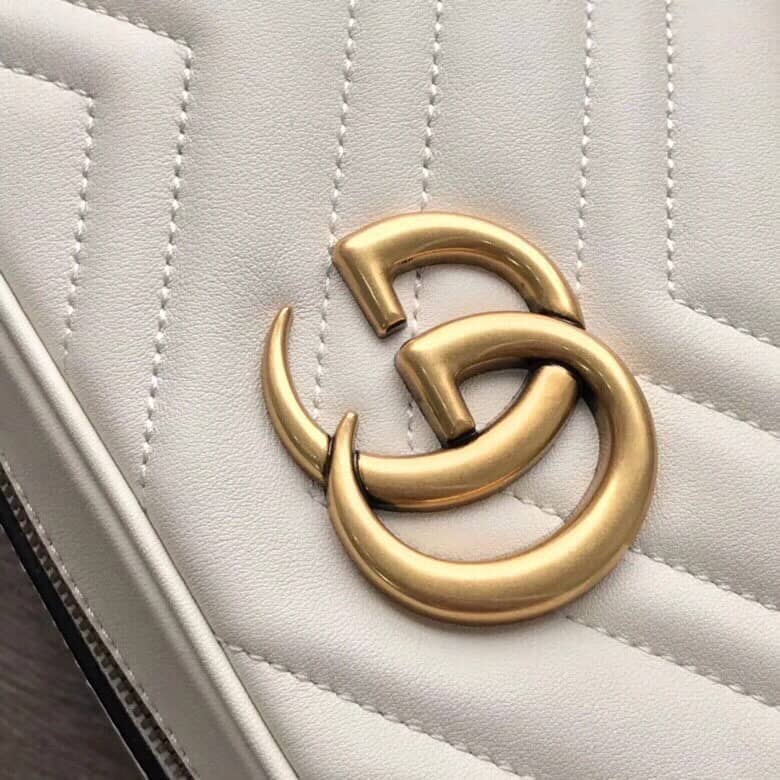 Gvc*1 GG Marmont Small Shoulder Handbag Camera Bag Replica White 447632