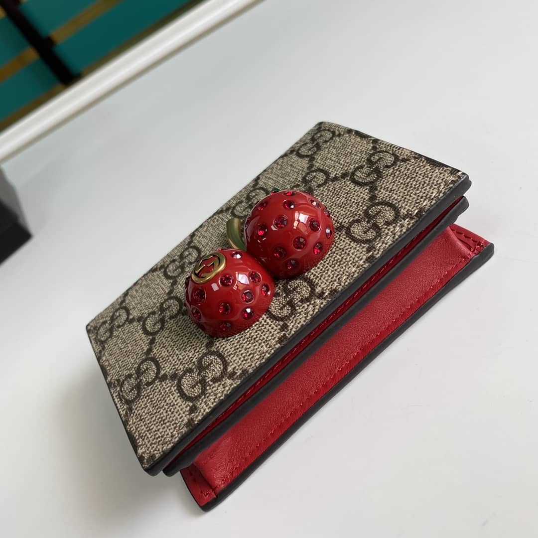 Gvc*1 Svp*me GG Wallet Card Case With Cherries Replica 476050