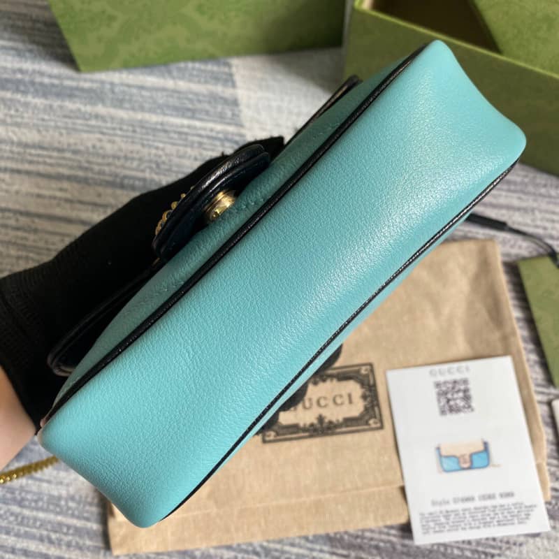 Gvc*1 GG Marmont Mini Matelasse Leather Shoulder Bag Replica Yellow Blue 574969