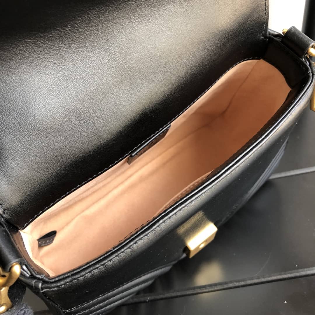 Gvc*1 GG Marmont Mini Leather Top Handle Bag Replica Black 547260