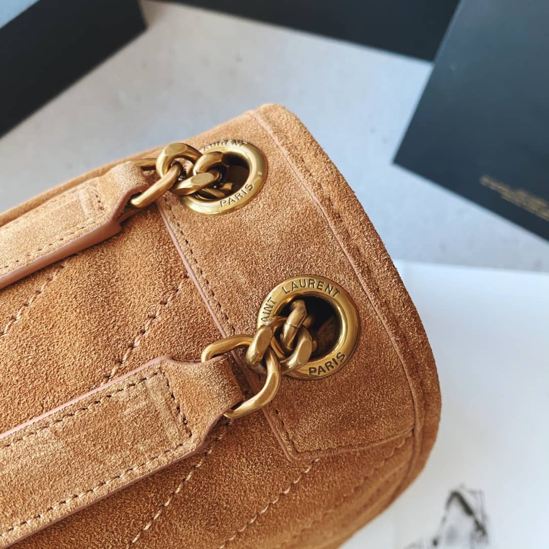 Y51 Dupes Bags Niki Medium In Suede Leather Caramel Bag
