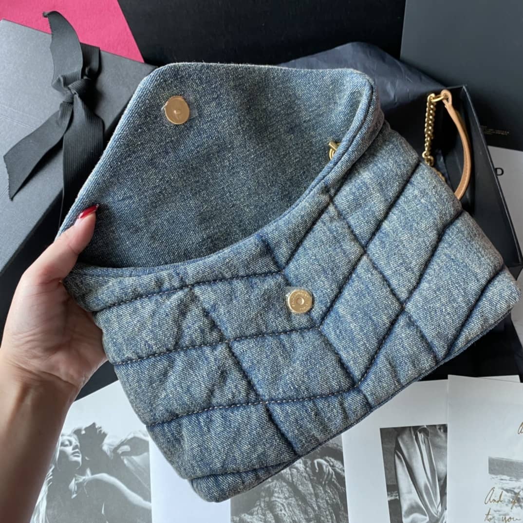 Y51 Replica Sa1nt Lau*nt Loulou Denim Shoulder Bag
