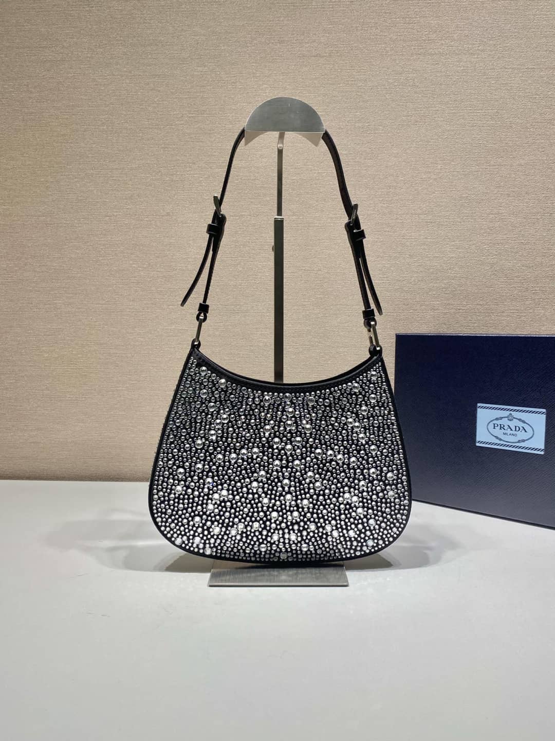 Replica Pra*as Cleo Satin Bag With Appliqusin In Wisteria