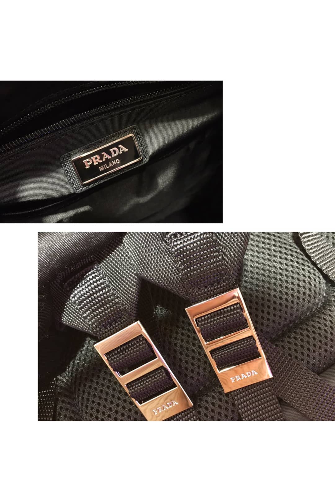 Pra*a Backpack Dupe Black Nylon Saffiano Leather