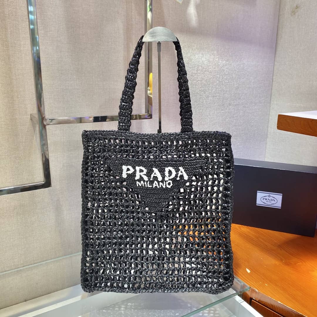 Replica Pra*as Raffia Leather Replica Tote