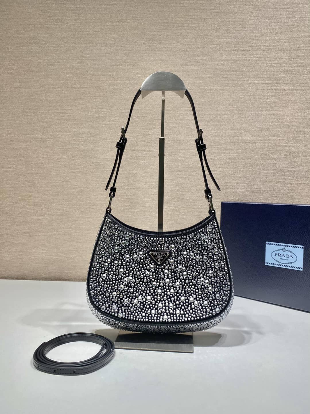 Replica Pra*as Cleo Satin Bag With Appliqusin In Wisteria