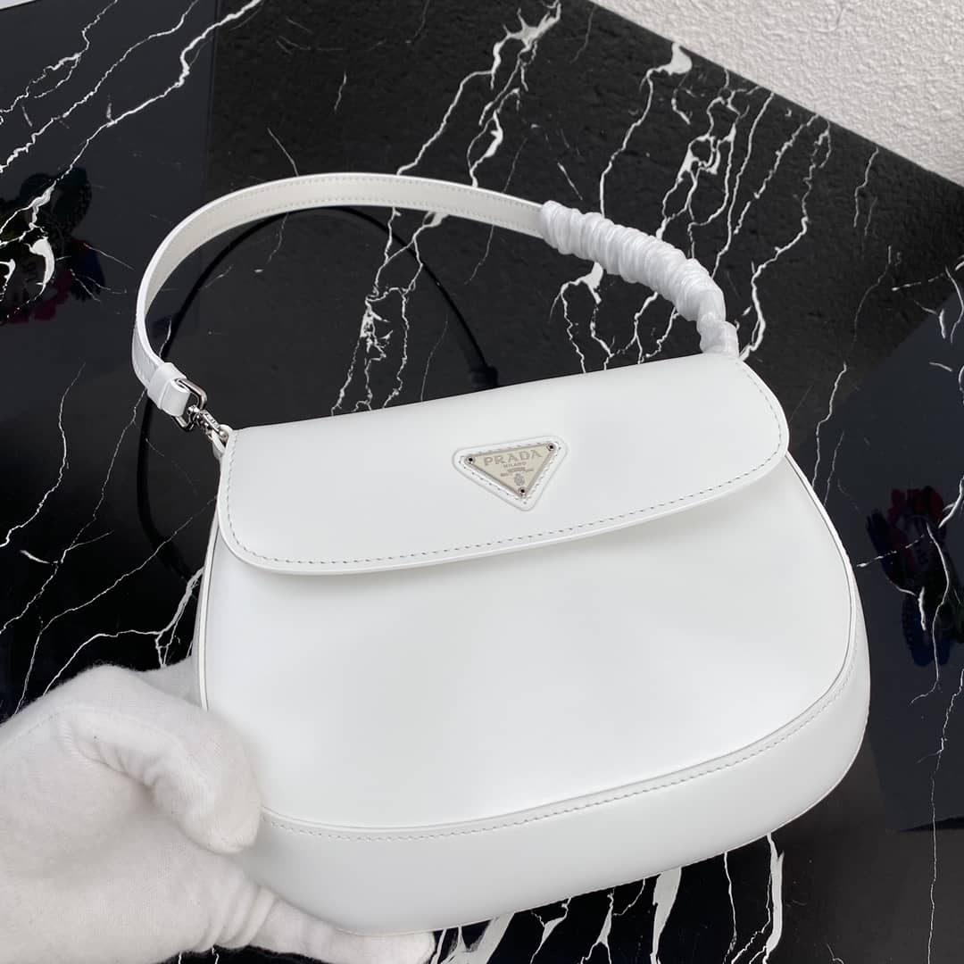 Pra*a Cleo Bag Dupe Brushed Leather Flap Replica Shoulder Bag