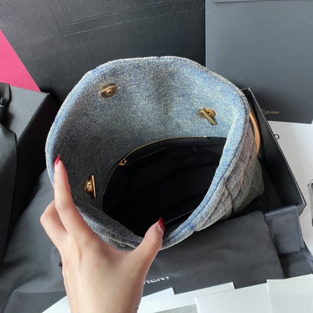 Y51 Replica Sa1nt Lau*nt Loulou Denim Shoulder Bag