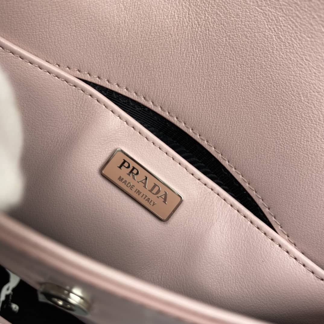 Pra*a Cleo Bag Dupe Brushed Leather Flap Replica Shoulder Bag