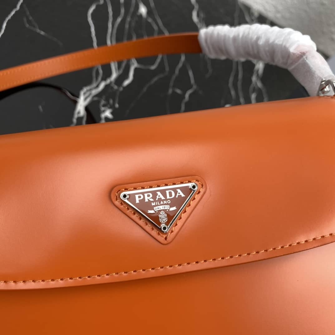 Pra*a Cleo Bag Dupe Brushed Leather Flap Replica Shoulder Bag