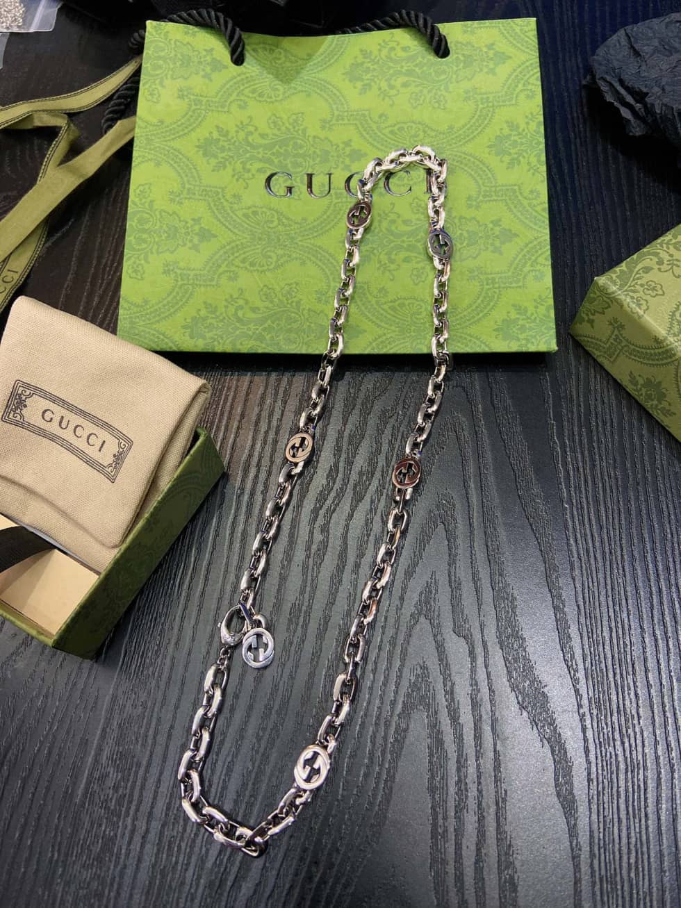 Fake Gvc*1 Logo Necklace