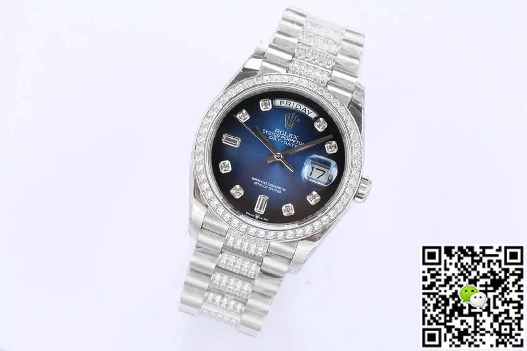Replica R01ex Day Date M128349RBR-0016 1:1 Best Edition EW Factory Blue Dial