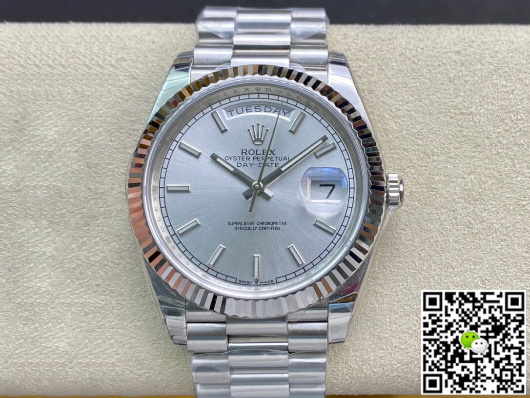 Replica R01ex Day Date 40MM 1:1 Best Edition EW Factory Silver Dial